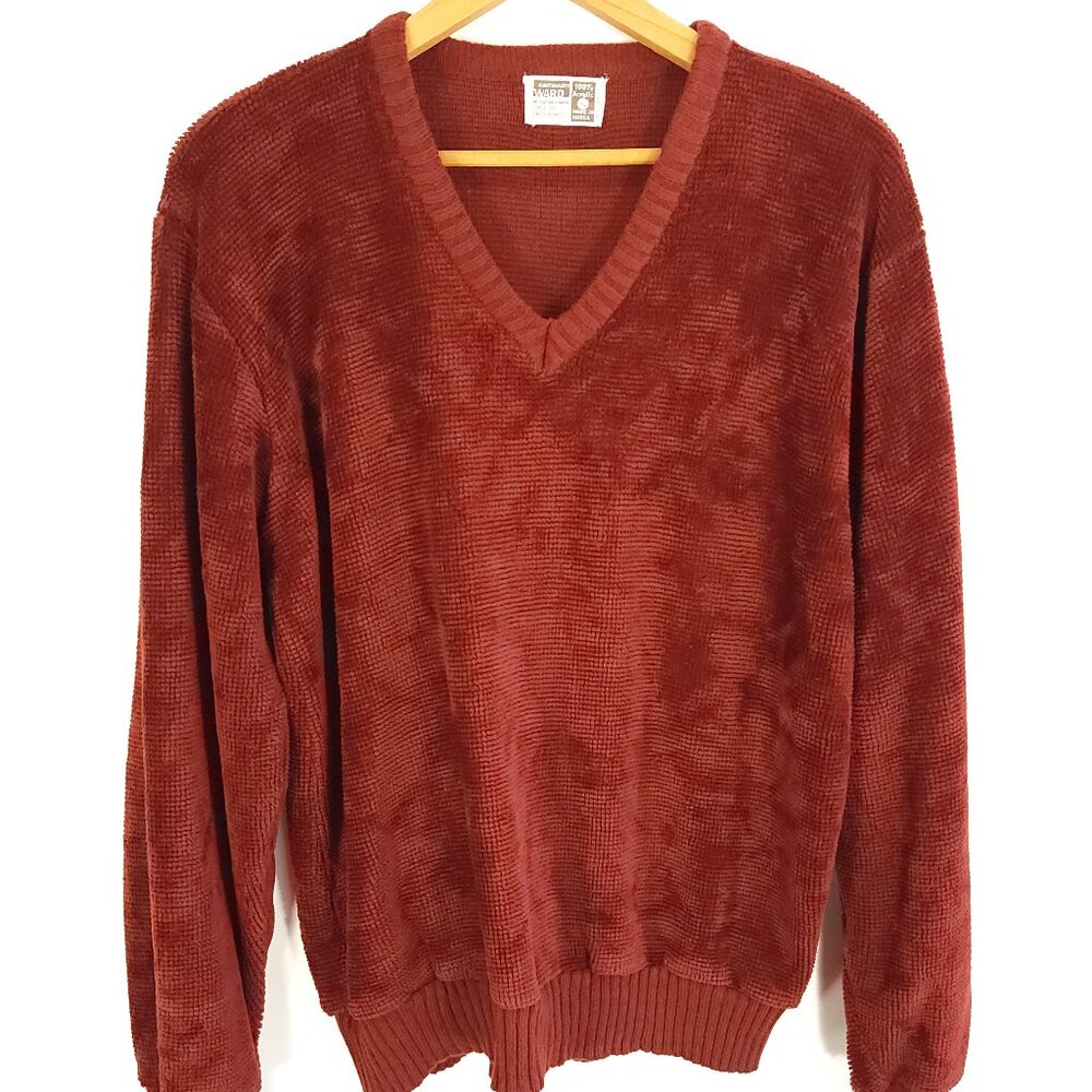 Vintage Montgomery Ward Sweater Men's XL Burgundy Pullover Long Sleeve Retro